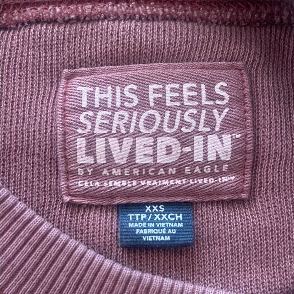 American Eagle Lived-In Pink Sweatshirt NWOT XXS, but check measurements - Picture 2 of 5